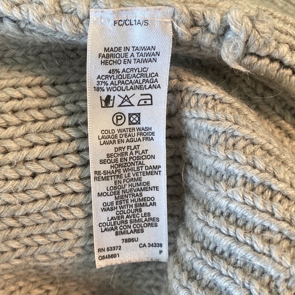 French Connection Alpaca Gray Cable Knit Zip Cardigan - L - Picture 9 of 9